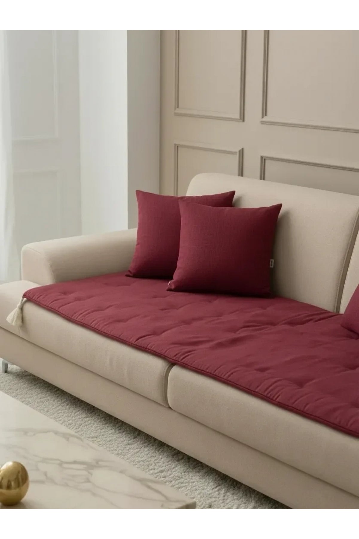 Luxury Keten Koltuk Pedi / Şiltesi [Kırlentli]