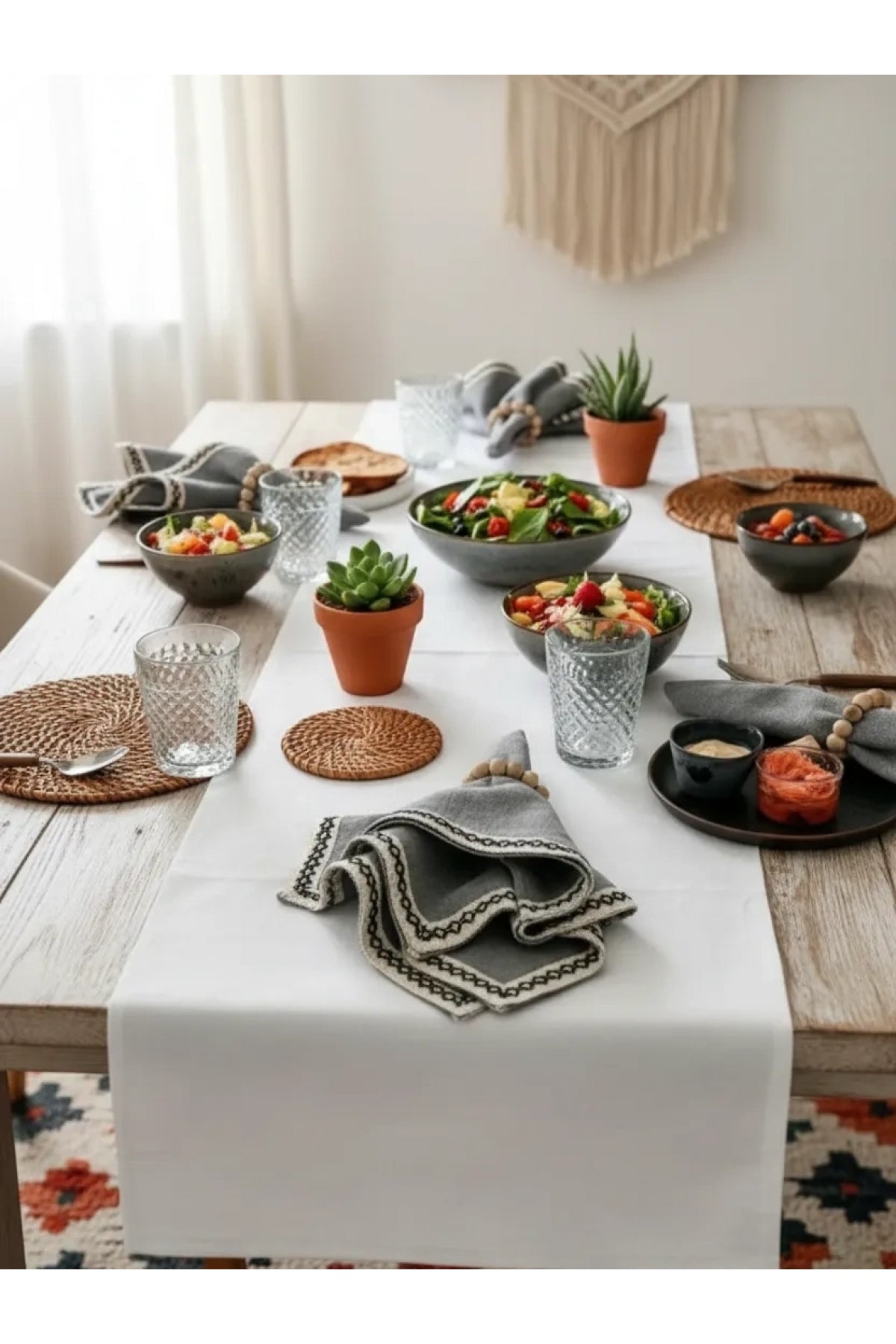 ANTRASİT Siyah Şeritli Peçete 40x40 TOKA HEDİYELİ 6LI