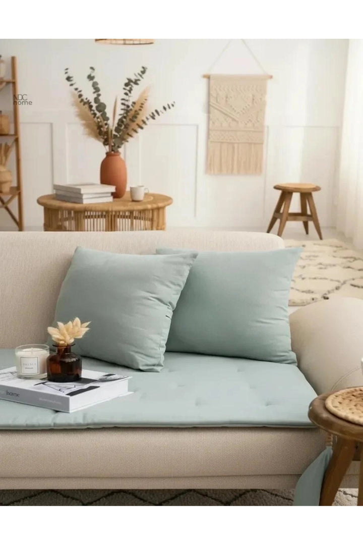 Yeşil Premium Keten Evcil Hayvan Dostu Keten Koltuk Pedi / Şilte [Kırlentli] (80X180)