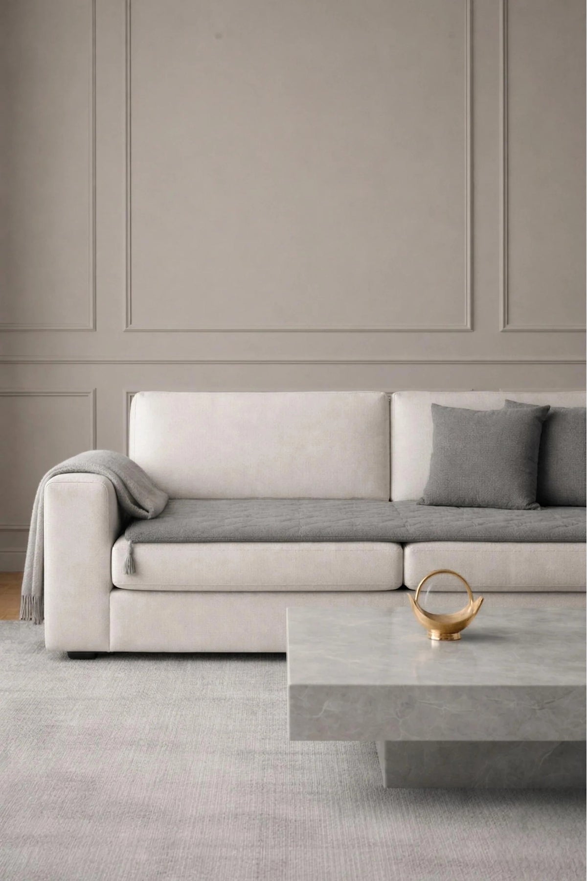Luxury Keten Koltuk Pedi / Şiltesi [Kırlentli]