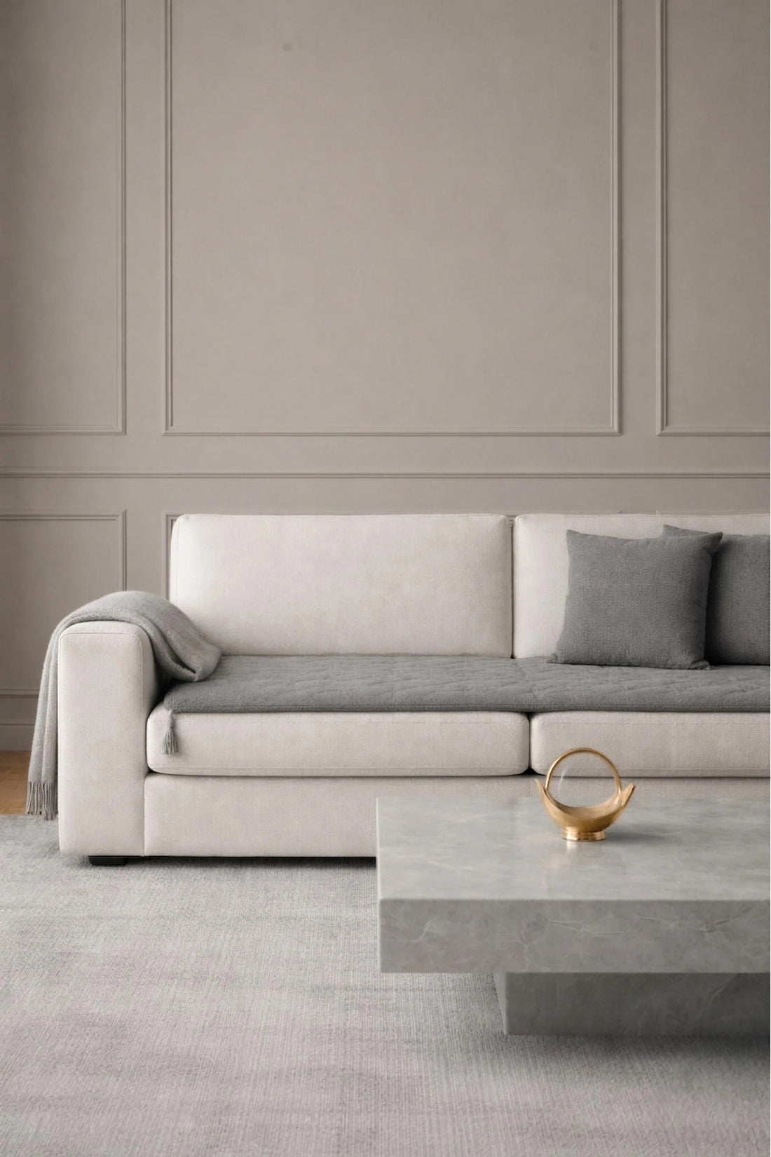 Luxury Keten Koltuk Pedi / Şiltesi [Kırlentli]