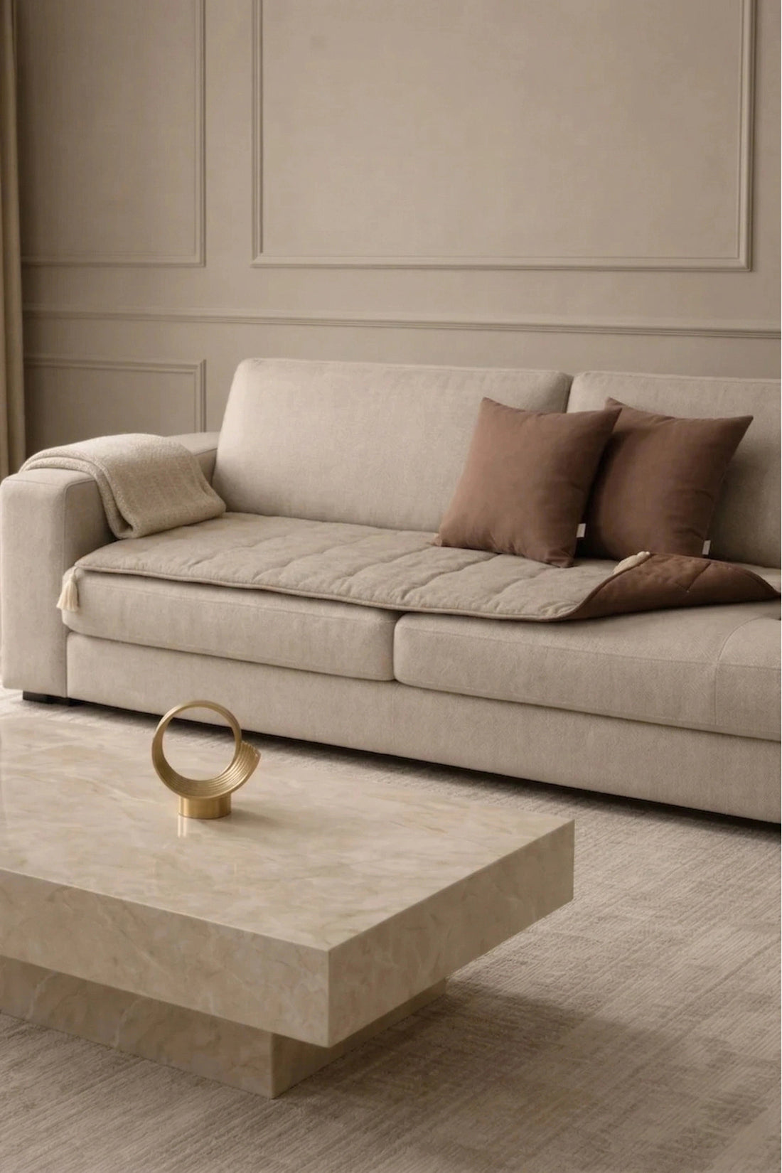 Luxury Çift Taraflı Keten Koltuk Pedi / Şiltesi [Kırlentli]