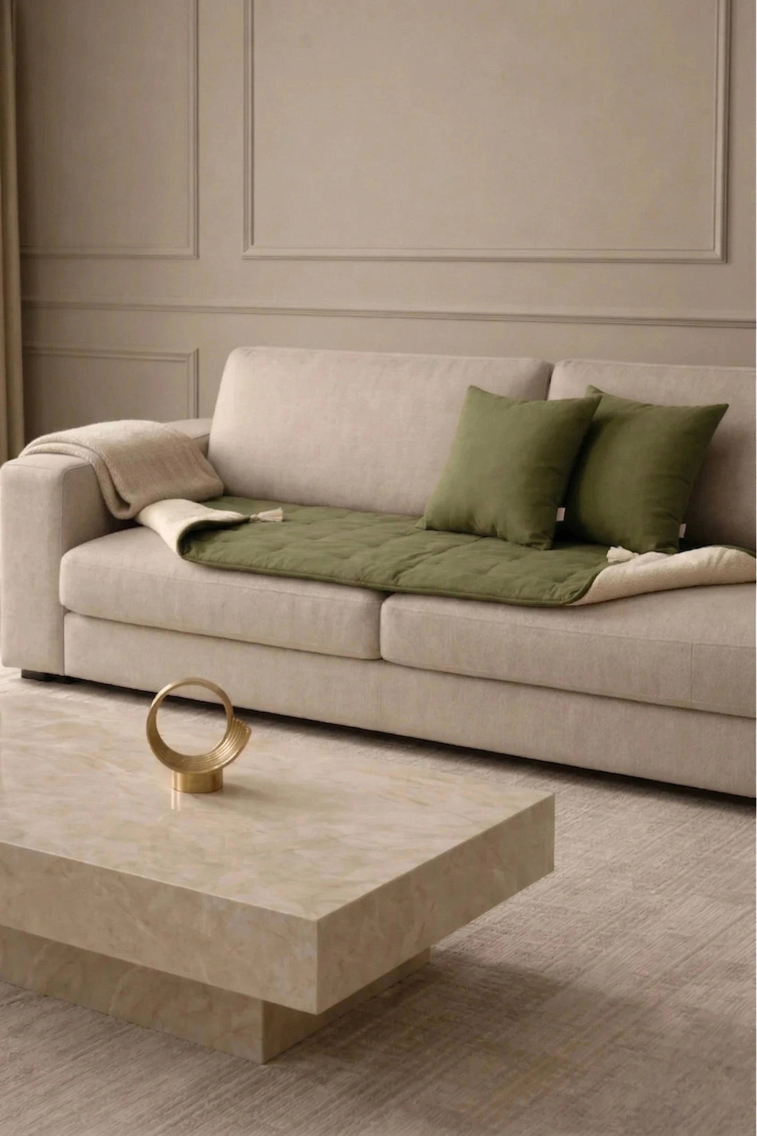 Luxury Çift Taraflı Keten Koltuk Pedi / Şiltesi [Kırlentli]
