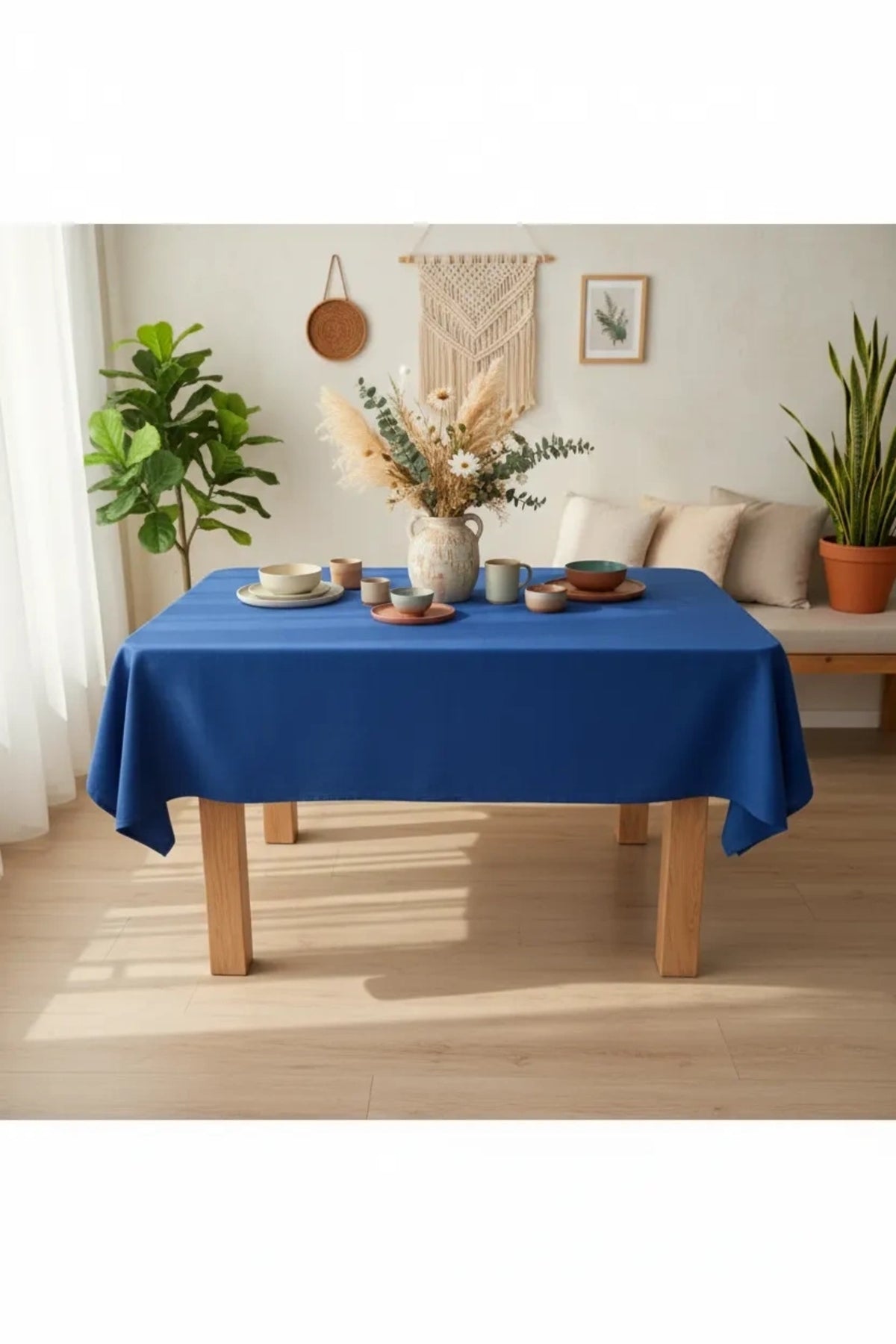 Premium Keten Lacivert (DÜZ) Masa Örtüsü