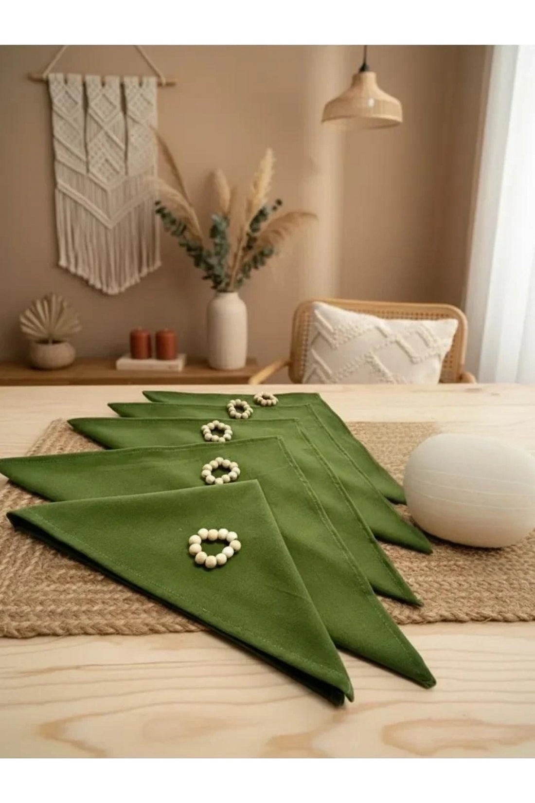 Premium Haki Yeşil 6lı Peçete TAKIMI (toka hediyeli) 40x40