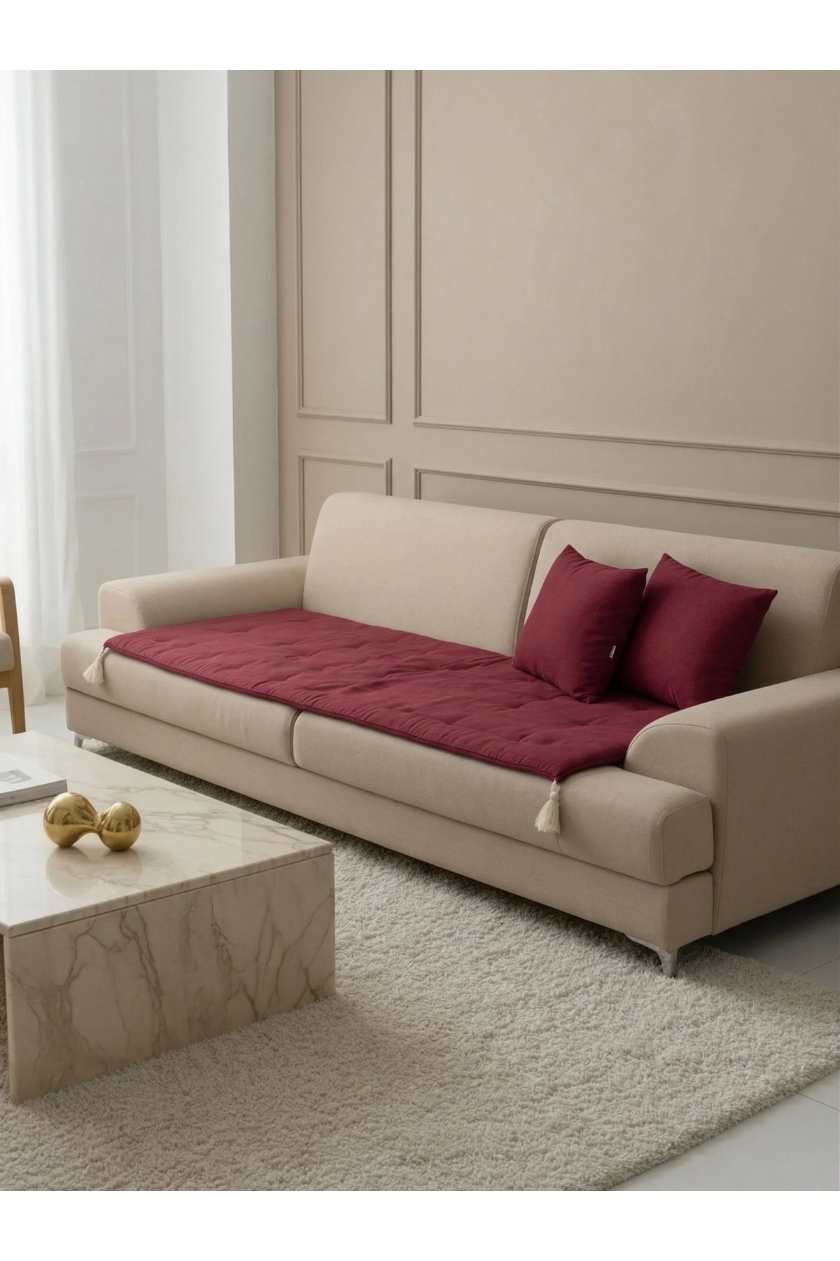 Luxury Keten Koltuk Pedi / Şiltesi [Kırlentli]