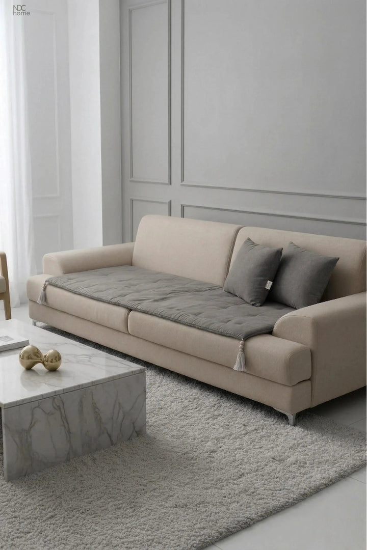 Luxury Keten Koltuk Pedi / Şiltesi [Kırlentli]