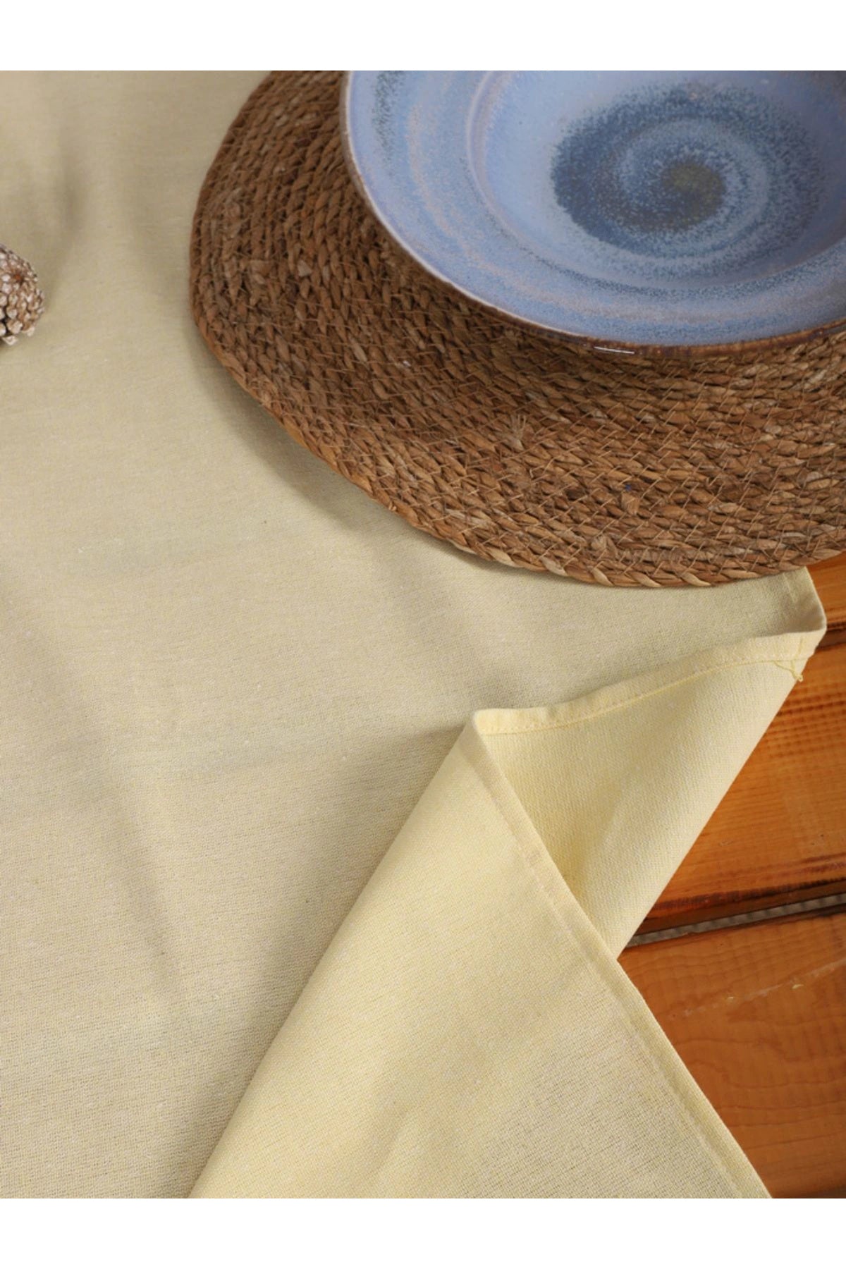Premium Keten Sarı Püsküllü Runner Masa Örtüsü()
