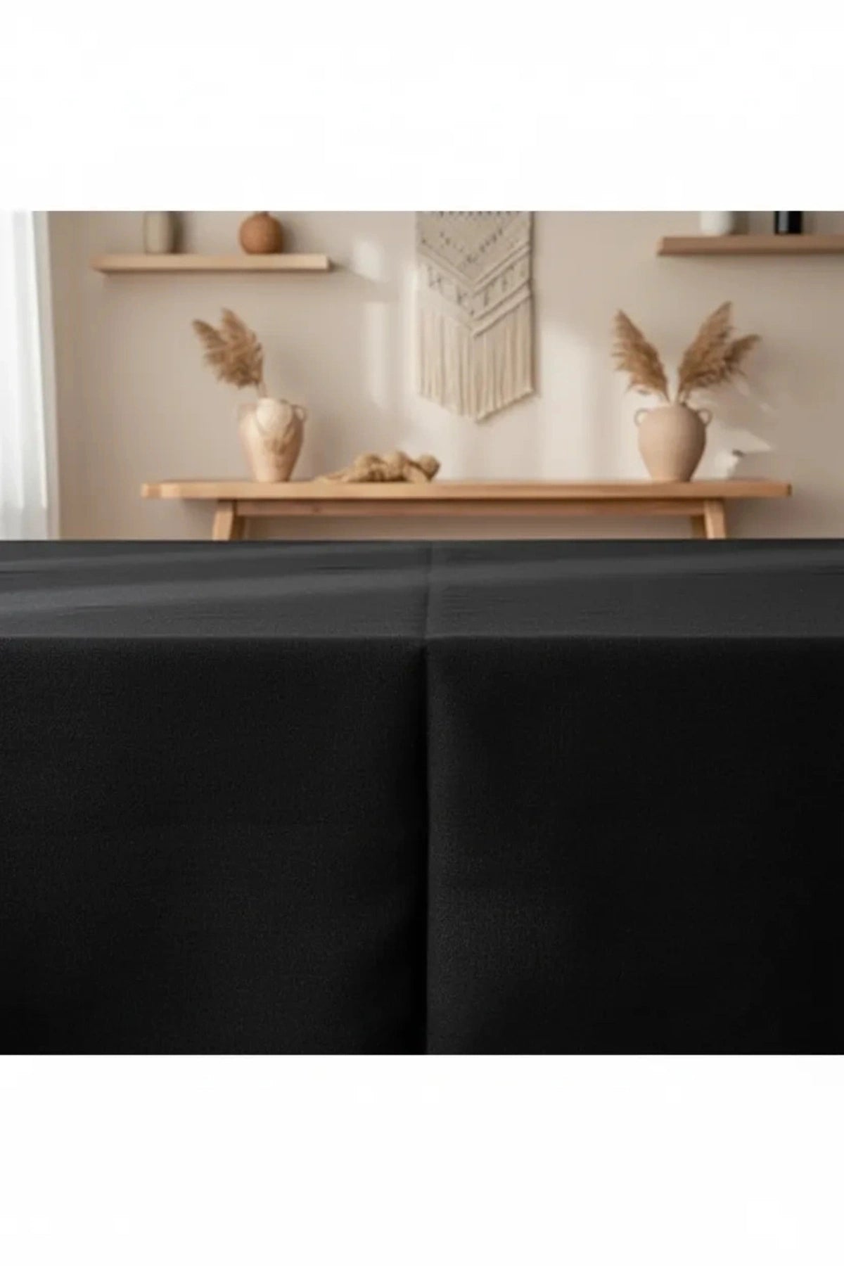 Premium Keten Siyah (DÜZ) Masa Örtüsü