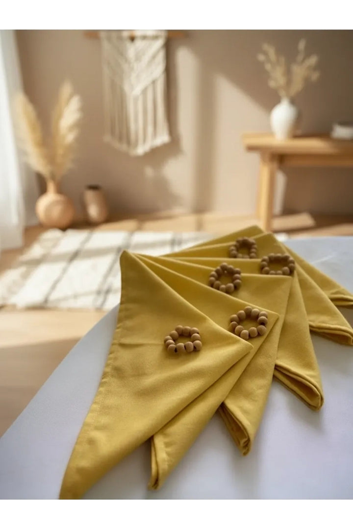 Sarı Premium 6lı (TOKA HEDİYELİ) Peçete Takımı 40x40