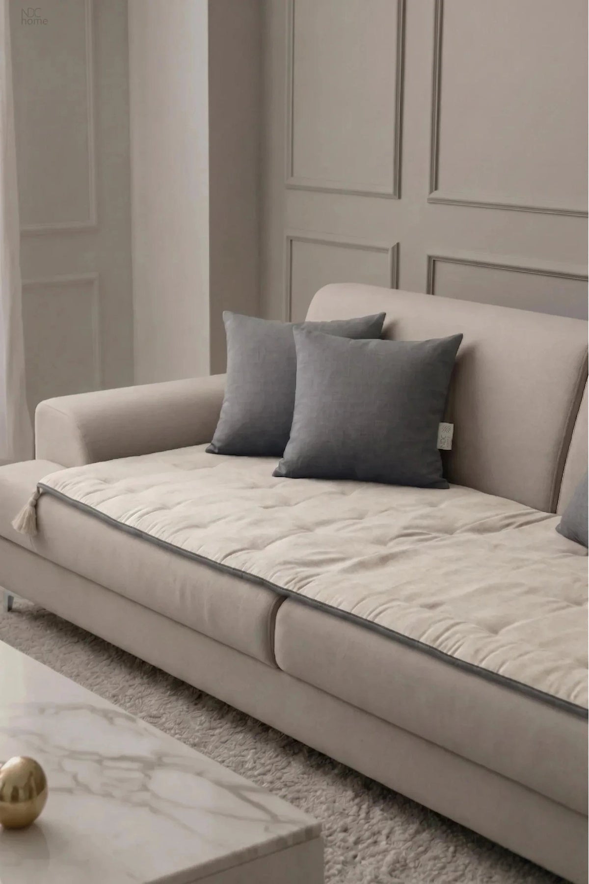 Luxury Çift Taraflı Keten Koltuk Pedi / Şiltesi [Kırlentli]