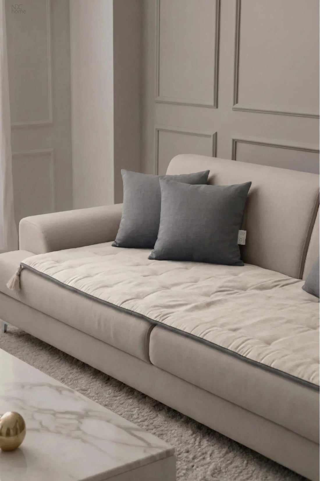 Luxury Çift Taraflı Keten Koltuk Pedi / Şiltesi [Kırlentli]