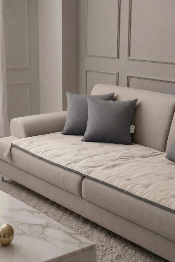 Luxury Çift Taraflı Keten Koltuk Pedi / Şiltesi [Kırlentli]