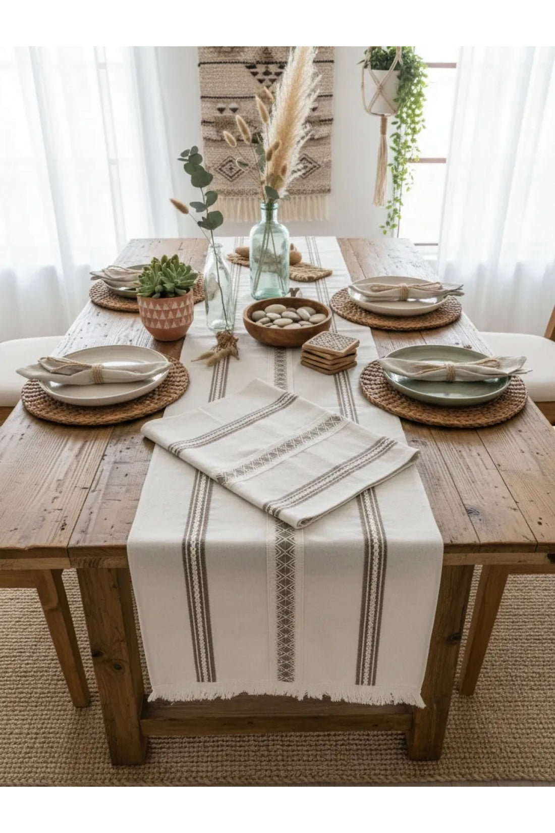 Keten Üstü 3 Dantelli Püsküllü Runner (50 x150)
