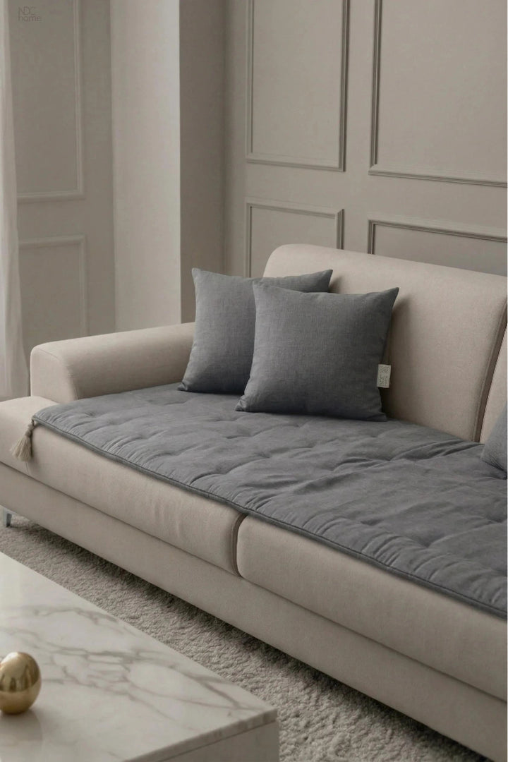 Luxury Keten Koltuk Pedi / Şiltesi [Kırlentli]