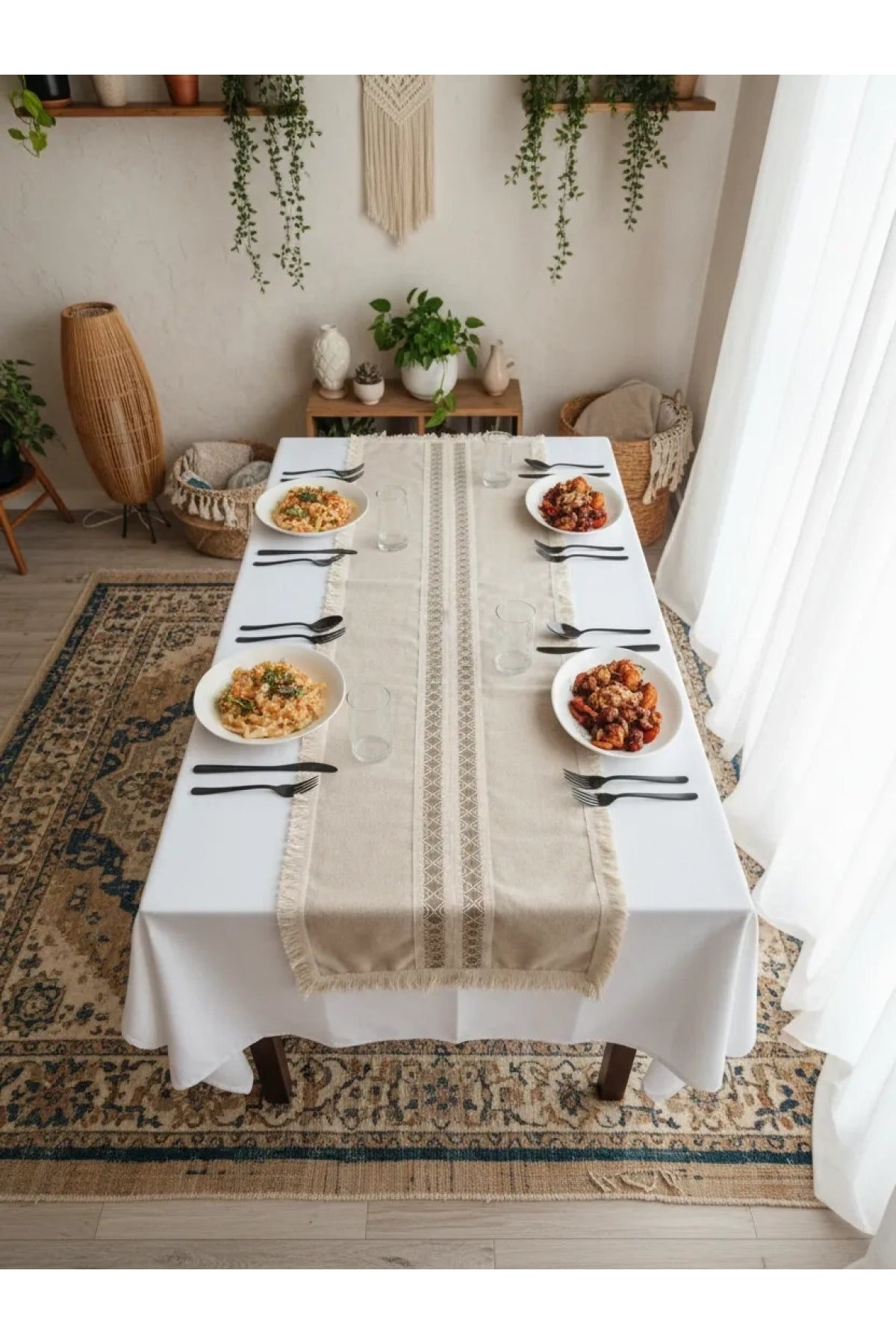 Püsküllü Ara Dantelli Runner (40 x 80) Tekli