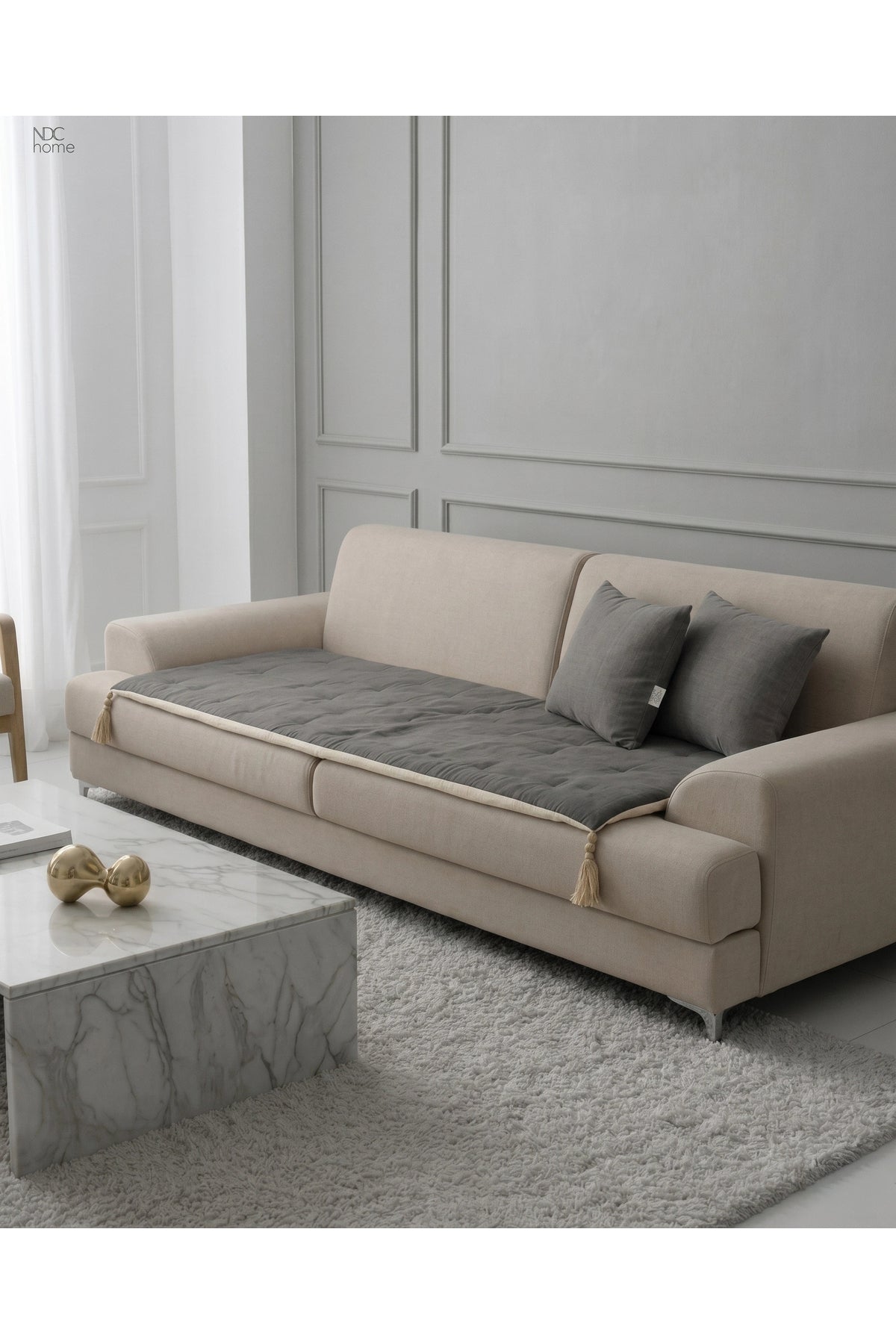 Luxury Çift Taraflı Keten Koltuk Pedi / Şiltesi [Kırlentli]