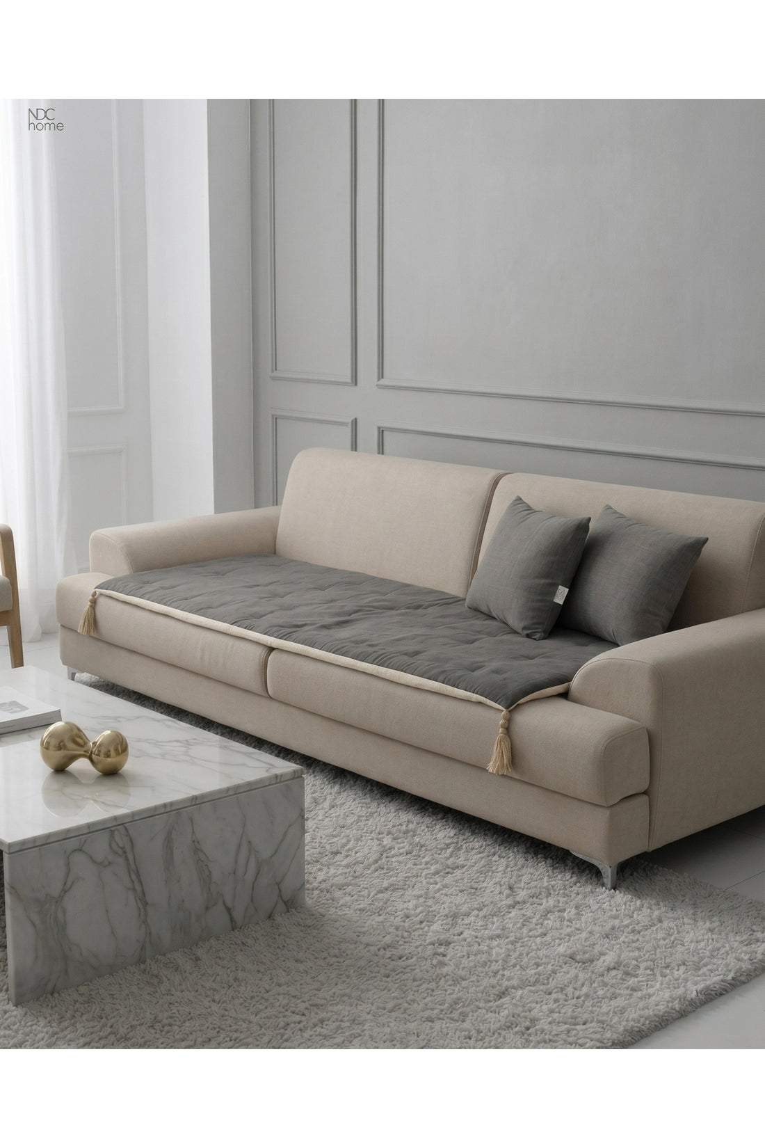 Luxury Çift Taraflı Keten Koltuk Pedi / Şiltesi [Kırlentli]