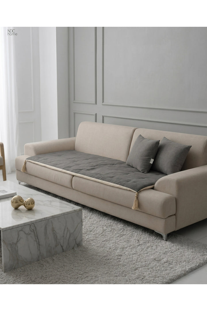 Luxury Çift Taraflı Keten Koltuk Pedi / Şiltesi [Kırlentli]