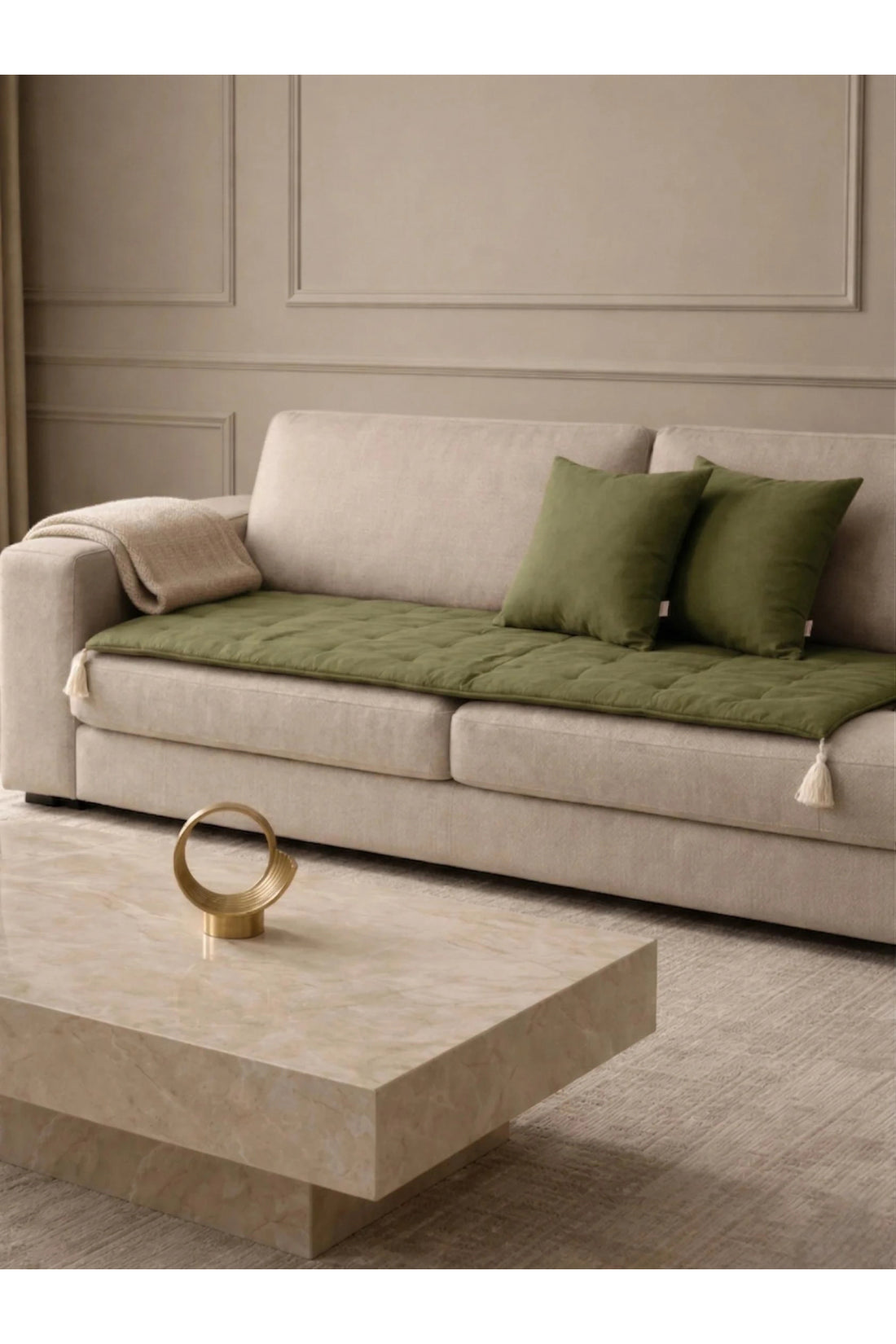 Luxury Keten Koltuk Pedi / Şiltesi [Kırlentli]