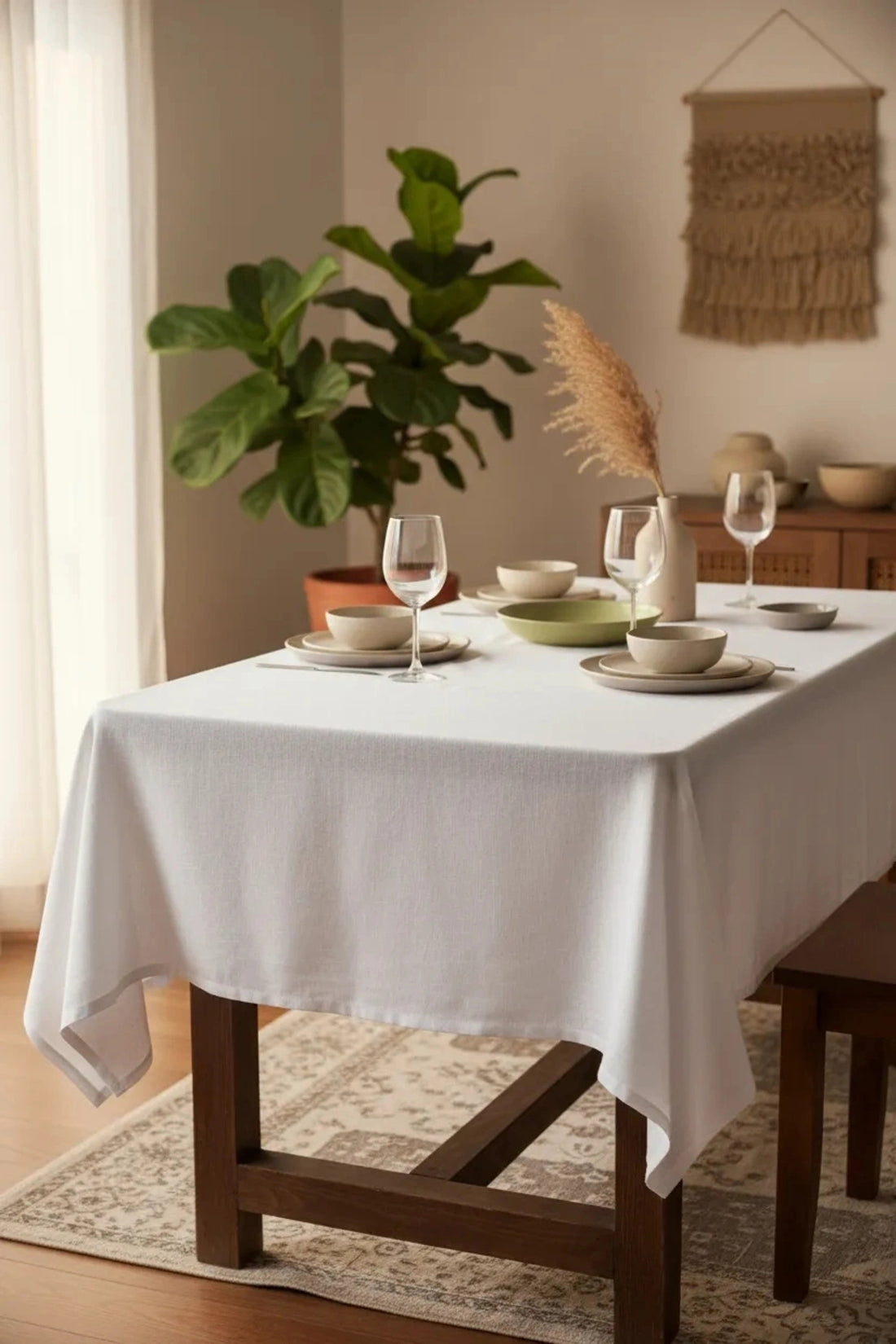 Premium Keten Beyaz (DÜZ) Masa Örtüsü