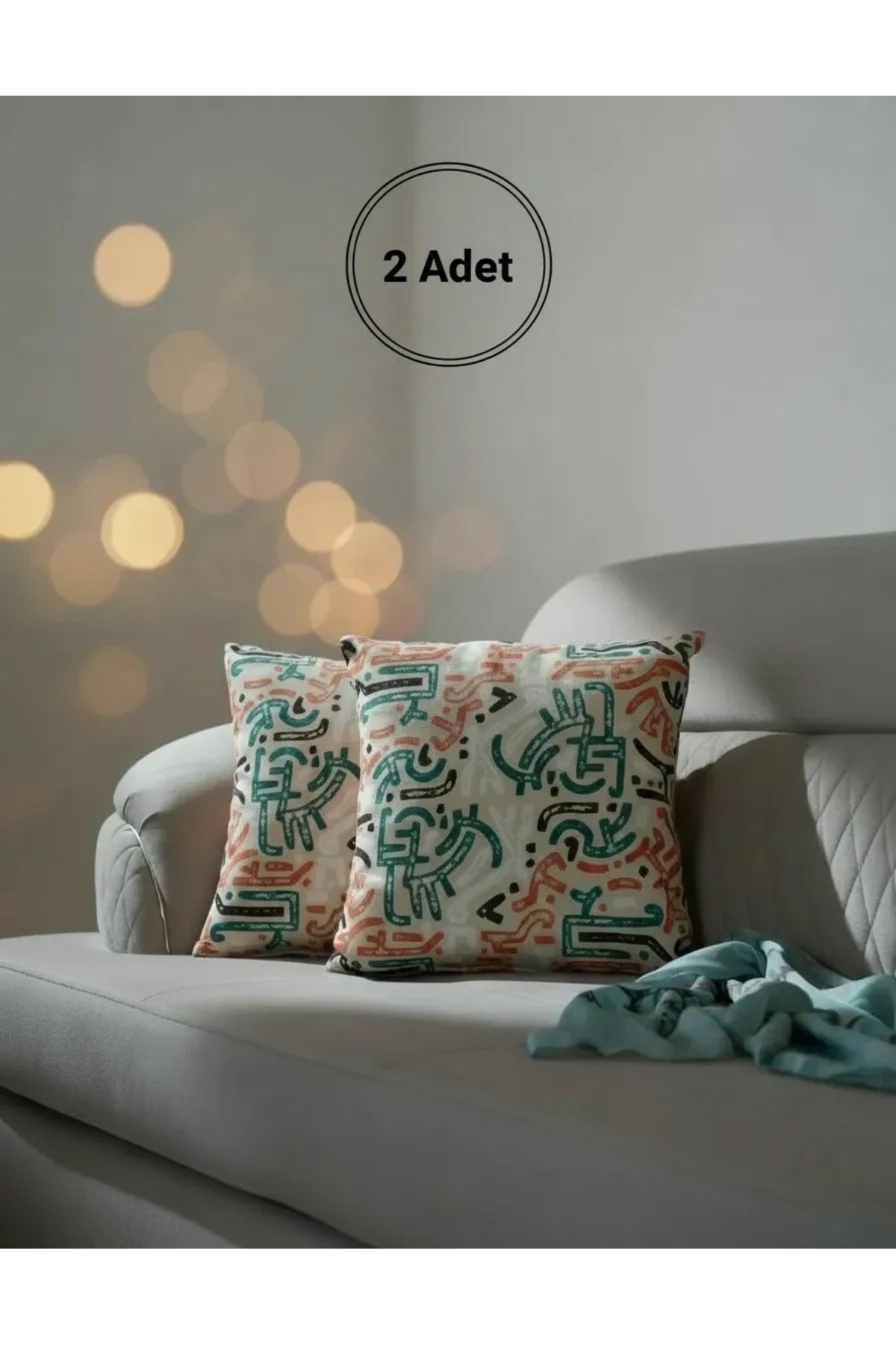 Modern Desenli Dekoratif Kırlent 2 Adet Kırlent Kılıfı – Çift Taraflı Dijital Baskı cm