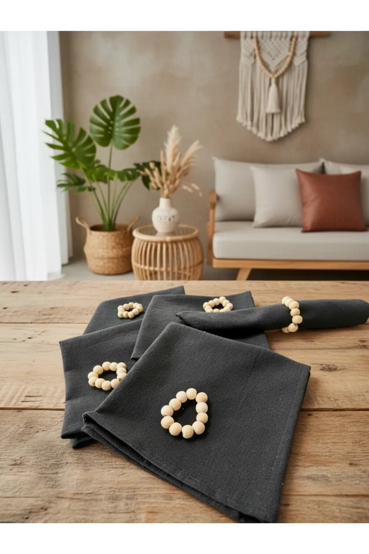 Füme(KoyuGri) Premium Peçete Takımı 6lı (TOKA HEDİYELİ) 40x40