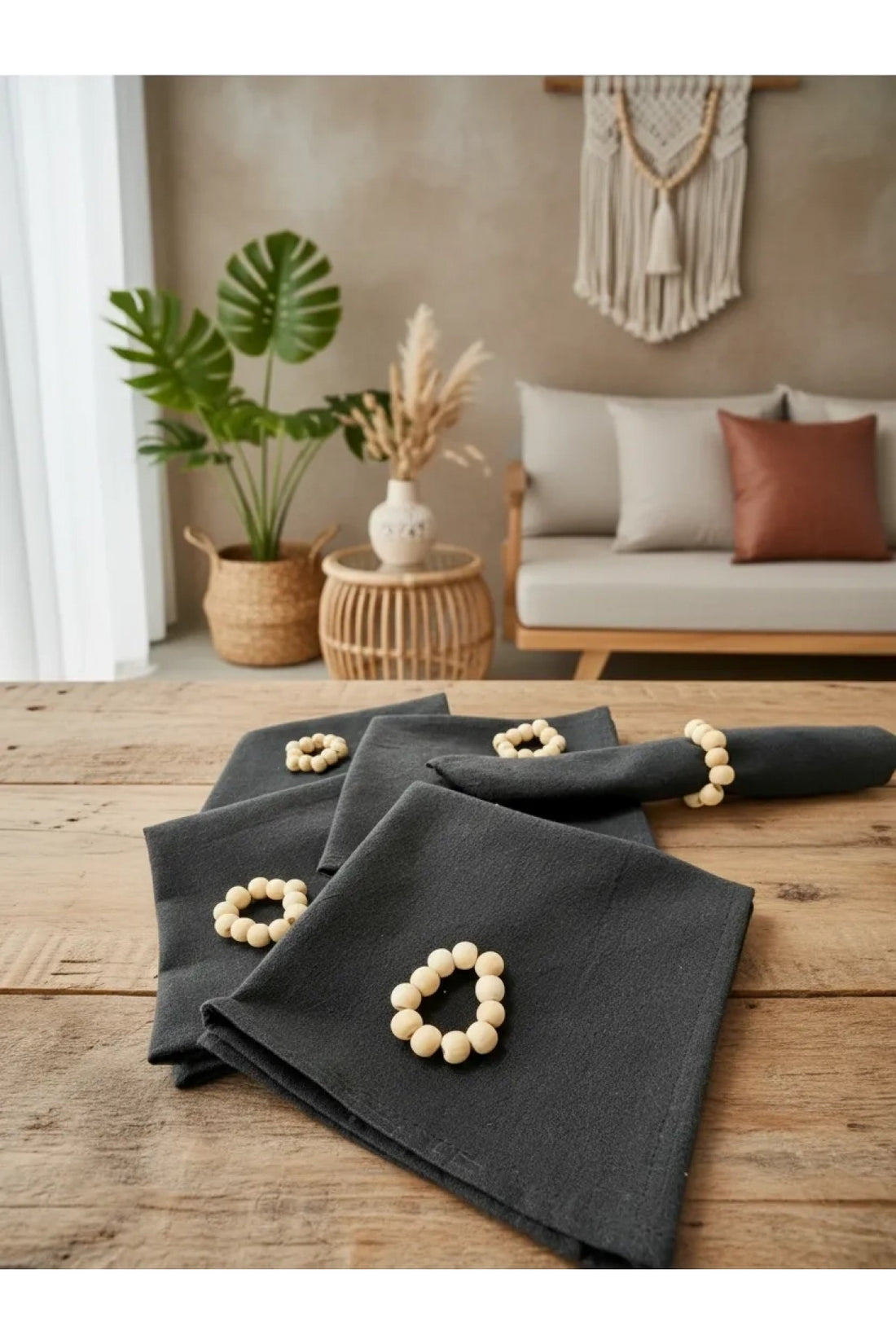 Füme(KoyuGri) Premium Peçete Takımı 6lı (TOKA HEDİYELİ) 40x40