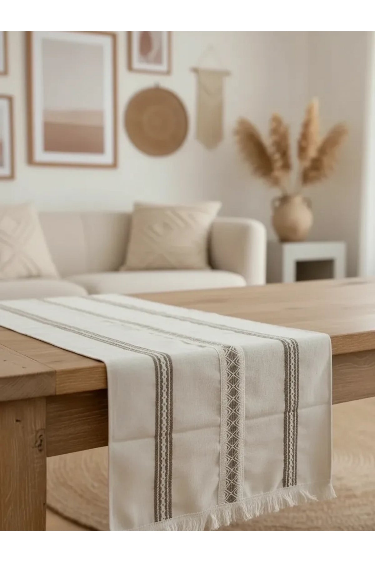Keten Üstü 3 Dantelli Püsküllü Runner (50 x150)