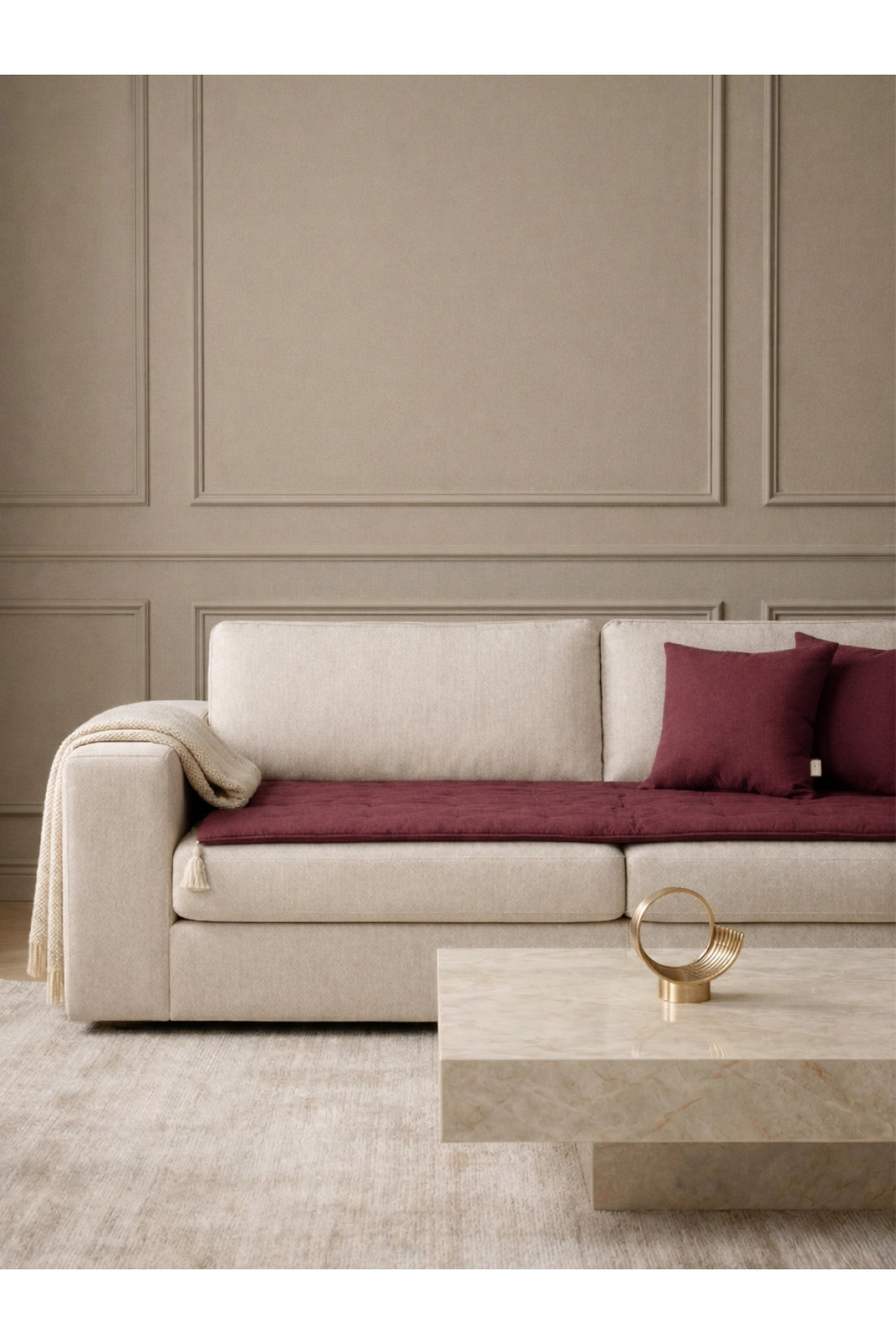 Luxury Keten Koltuk Pedi / Şiltesi [Kırlentli]